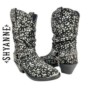 Shyanne Women’s 6.5 Paloma Leopard Print‎ Slouch Western Cowboy Boots